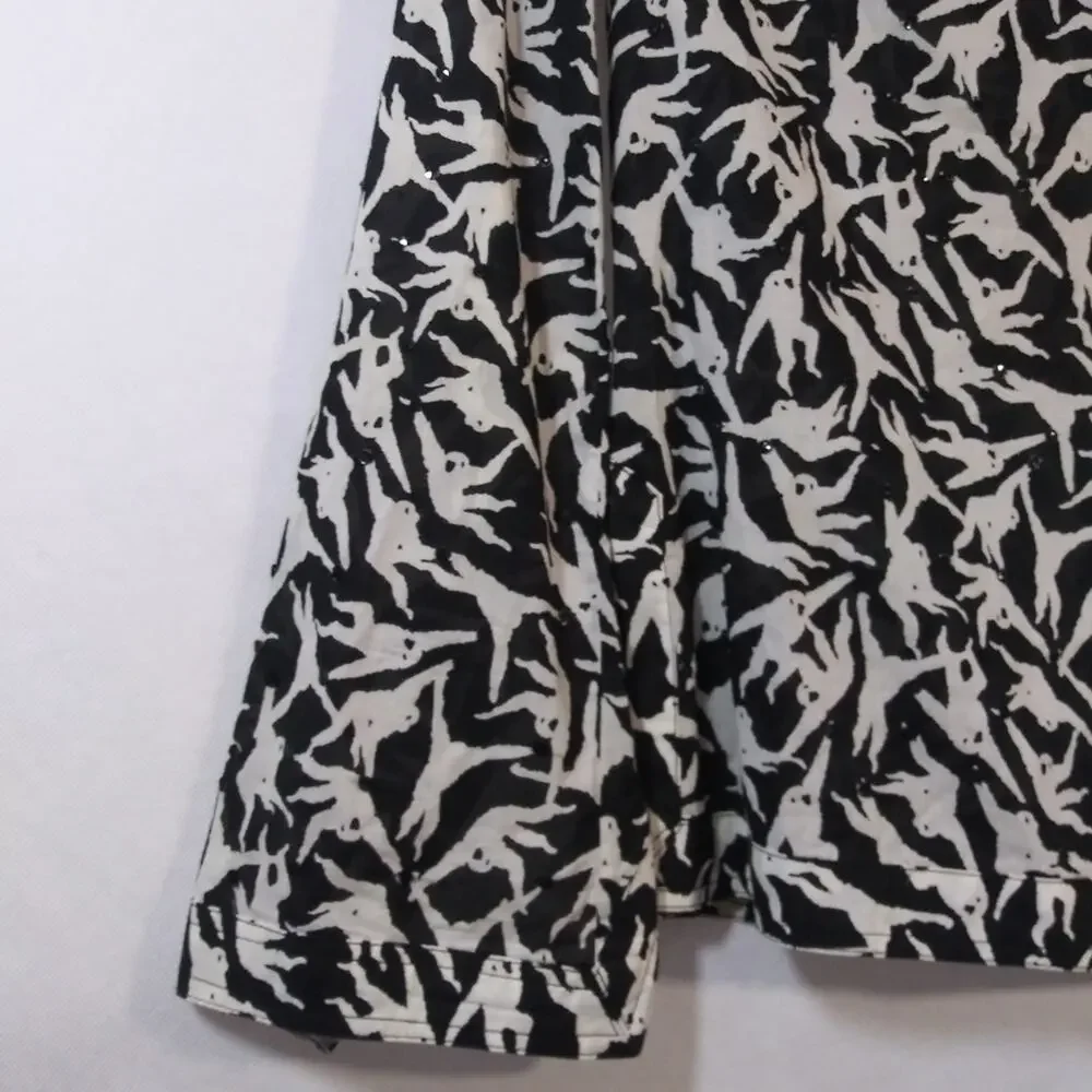 Tory Burch Black White Swinging Monkey Blouse Top Size 0